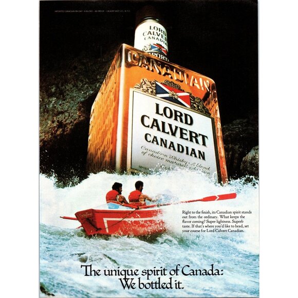 1980 Lord Calvert Canadian Whisky Vintage Print Ad White Water Rafting Wall Art - Picture 1 of 2